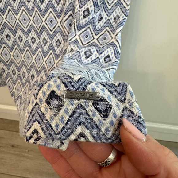 Orvis Blue and White Diamond Pattern Short Sleeve Top size XXL - Picture 5 of 7